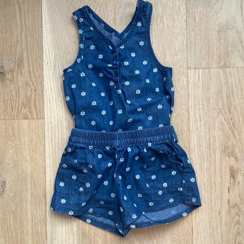 Splendid toddler girls denim tank and short matching set  size 3T